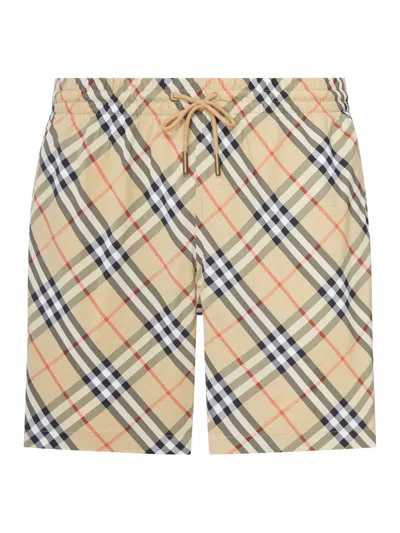 Burberry Check Nylon Swimsuit In Neutral
