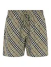 Burberry Check-pattern Drawstring Swim Shorts In Green
