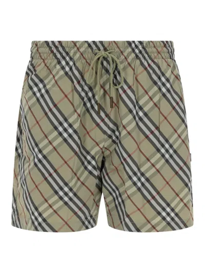 Burberry "check" Swimsuit In Green