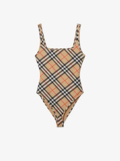 Burberry Check-pattern Swimsuit In Multicolor