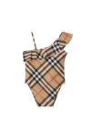 Burberry Check Pattern Swimsuit In Sand