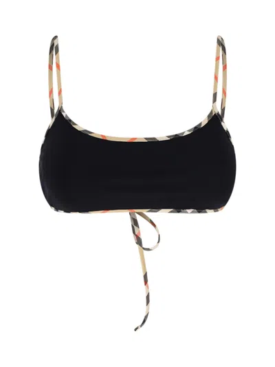 Burberry Check Swimsuit Top In Black