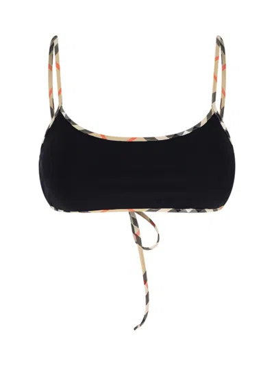 Burberry Swimsuit Top "check" In Black