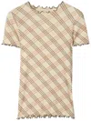Burberry Check Pattern Crewneck T-shirt In Neutrals