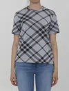 Burberry Check Stretch Cotton-blend T-shirt In Gray