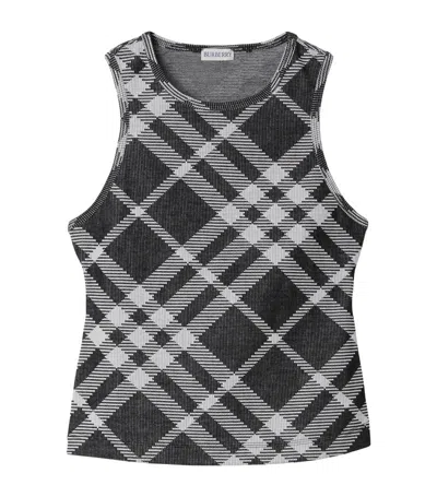 Burberry Check Tank Top In Black