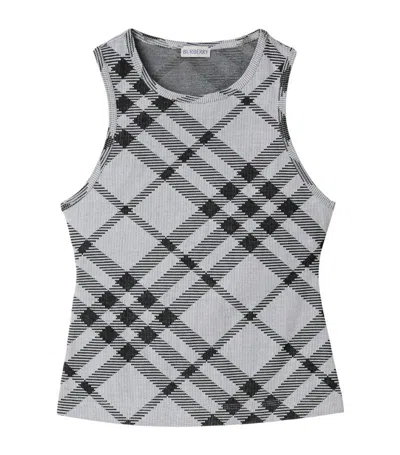 Burberry Check Tank Top In White
