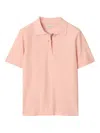 Burberry Check Taping Equestrian Knight Polo Shirt In Pink