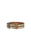 Burberry Check Tb Belt In Brown