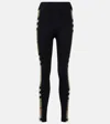 Burberry Leggings In Stretch Jersey With Check Inserts In Black