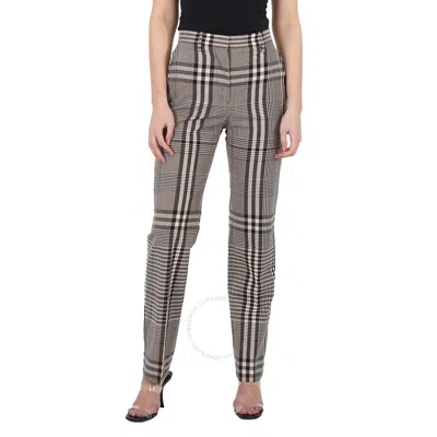 Burberry Check Technical Wool Cropped Trousers In Brown