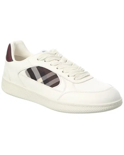 Burberry Check Terrace Leather Sneaker In White
