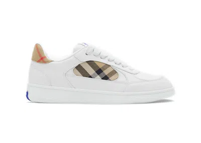 Pre-owned Burberry Check Terrace Sneakers Beige (women's) In White