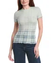 Burberry Ruffled-detail Check-pattern T-shirt In Multi