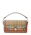 Burberry Canvas And Leather Note Handbag With Check Pattern In Brown