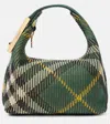 Burberry Embroidered Nylon Mini Peg Handbag In Green