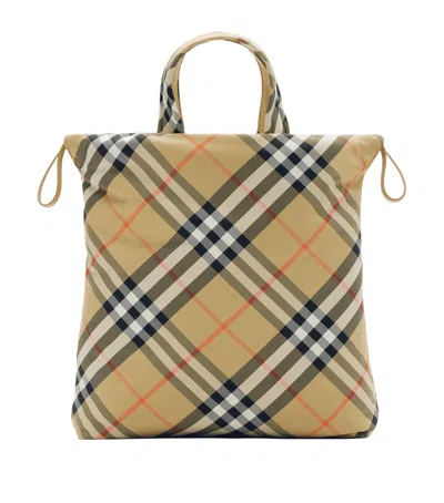 Burberry Check Tote Bag In Sand