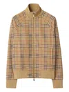 Burberry Beige Sweatshirt With Check Motif In Jacquard In Brown