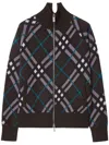 Burberry Check Wool Blend Track Jacket In Brown