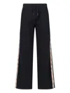 Burberry Jodie Checked Cotton-jersey Straight-leg Track Pants In Black