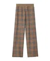 Burberry Check Cotton Blend Track Pants In Brown