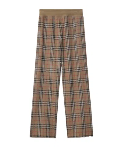 Burberry Check Cotton Blend Track Pants In Nut