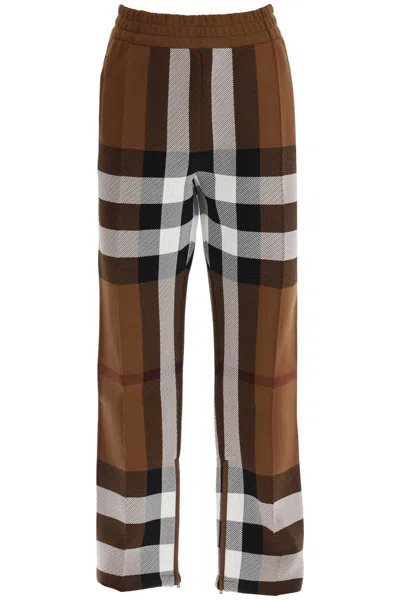 Burberry Check Track Pants In Brown