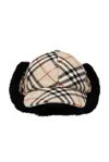 Burberry Check Trapper Visor Cap In Brown