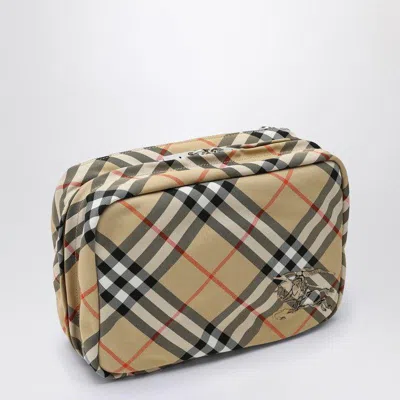 Burberry Check Travel Pouch In Beige
