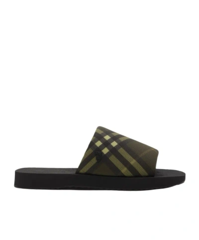 Burberry Green Trek Sandals In Heath Ip Check