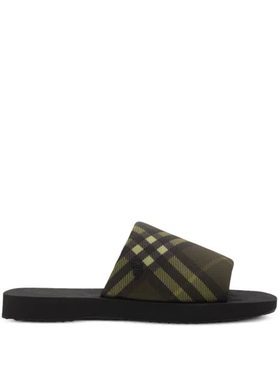 Burberry Green Trek Sandals In Heath Ip Check
