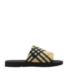 Burberry Checkered Trek Slides In Neutrals