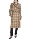 Burberry Checked Trench In Brown