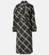 Burberry Green Oversized Double-breasted Trench Coat With Check Motif In Twill Woman In Snug Ip Check
