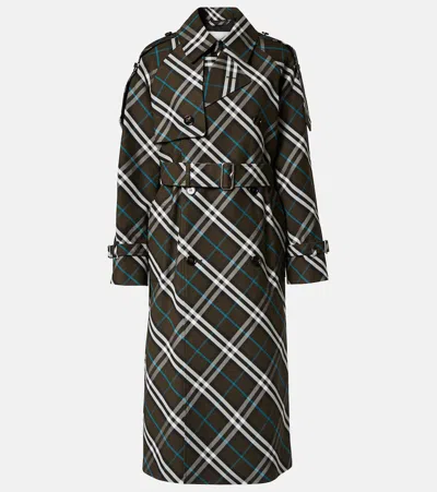 Burberry Snug Check-print Long Trench Coat In Multi