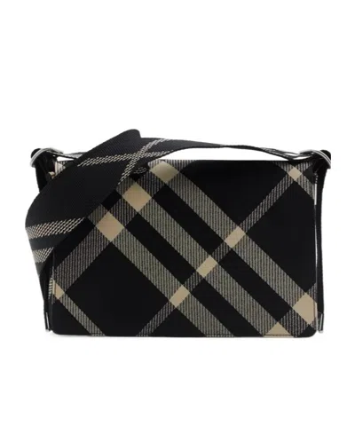 Burberry Check Trench Cross Body Bag In Black