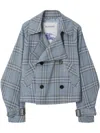 Burberry Check Silk Blend Trench Jacket In Blue