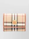 Burberry Check Tri-fold Wallet Vintage Pattern Stitching Trim