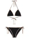 Burberry Checked-piped Triangle Bikini In Black
