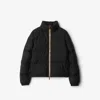 Burberry Zip Up Puffer Jacket Featuring Check Detail In Black