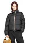 Burberry Zip Up Puffer Jacket Featuring Check Detail In Black