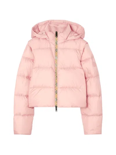Burberry Detachable Sleeve Nylon Langdale Puffer Jacket In Pink