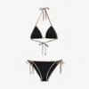 Burberry Check Detail Stretch Nylon Triangle Bikini In Black