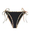 Burberry Starla Check Trim String Bikini Bottoms In Black