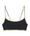 Burberry Starla Check Trim Bikini Top In Black