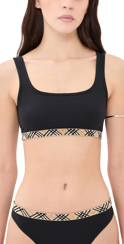 Burberry Check Trim Bikini Top Black