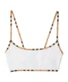 Burberry Stretch Nylon Bikini Top Patterned Trim In Multi