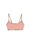 Burberry Women Bikini Top With Checked Edges In Pink