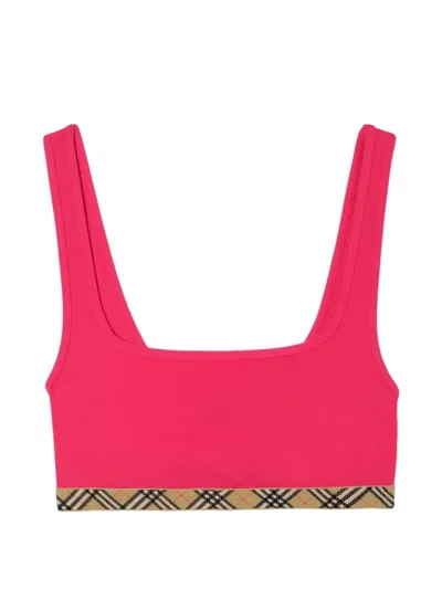 Burberry Check Trim Bikini Top In Pink