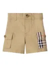Burberry Check Trim Cotton Cargo Shorts In Brown